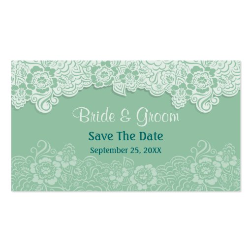Mint Lace - Save the Date Business Card Template (front side)