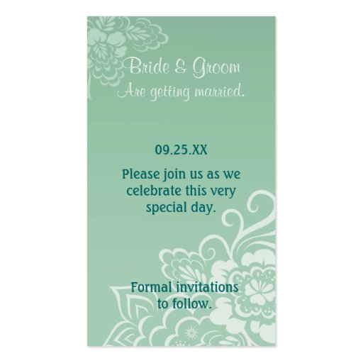 Mint Lace - Save the Date Business Card Template (back side)