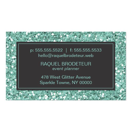 Mint Look Glitter Business Card (back side)
