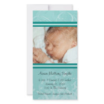 Mint Mod Style New Baby Photo Card photo cards by CuddleTree Mint Mod Style New Baby Photo Card photo cards