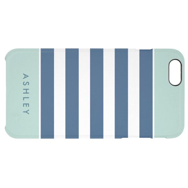 Mint Navy White Stripes Pattern Modern Stylish Uncommon Clearlyâ„¢ Deflector iPhone 6 Plus Case-5