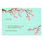Mint & Pink Cherry Blossom RSVP w/ envelopes invitations