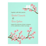 Mint & Pink Cherry Blossom (Vertical) Wedding invitations