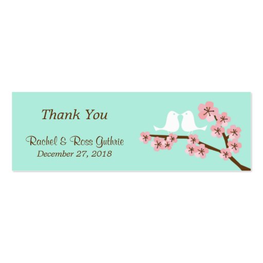 Mint & Pink Cherry Blossom Wedding Favor Tags Business Card Templates (front side)