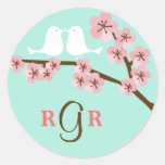 Mint & Pink Cherry Blossom Wedding stickers
