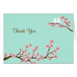 Mint & Pink Cherry Blossom Wedding Thank You Greeting Card