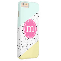 Mint, Pink & Yellow Summer Personalized Monogram Barely There iPhone 6 Plus Case