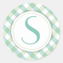 Mint Plaid Stationery Set Envelope Sticker