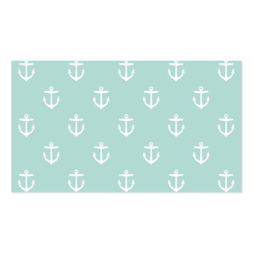 Mint Preppy Anchors Blank Business Card Template