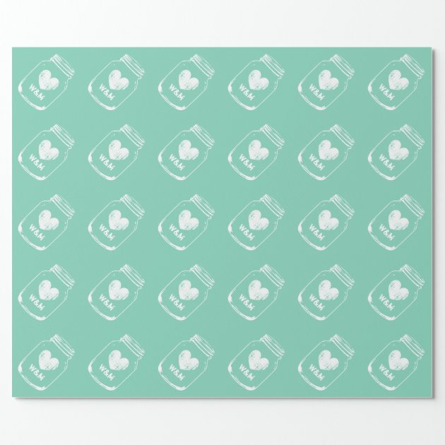 Mint rustic country chic mason jar wrapping paper