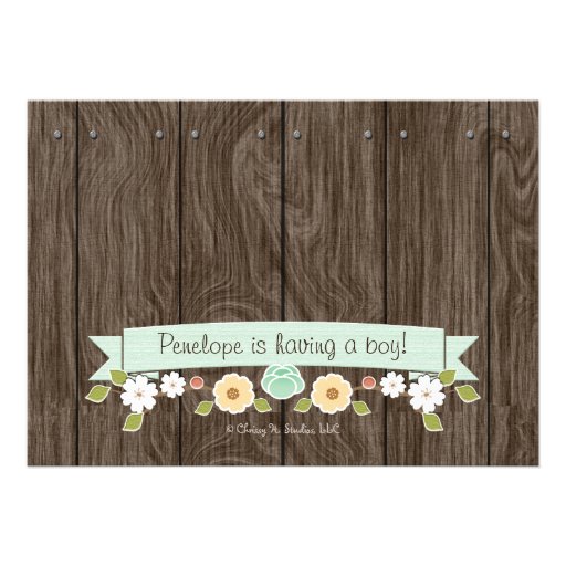 MINT RUSTIC FLORAL BOHO BABY SHOWER INVITATIONS