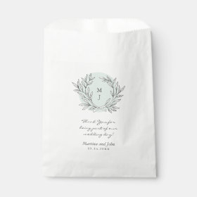 Mint Rustic Monogram Wreath Wedding Favor Bag