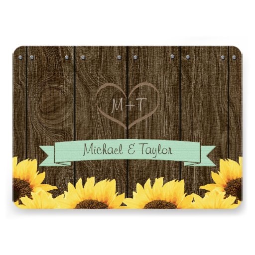 MINT RUSTIC SUNFLOWER ENGAGEMENT PARTY INVITES