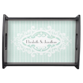 Mint Scrolls and Ribbons Wedding Serving Trays