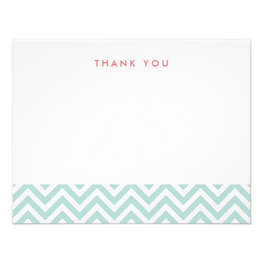 Mint Simple Chevron Thank You Note Cards