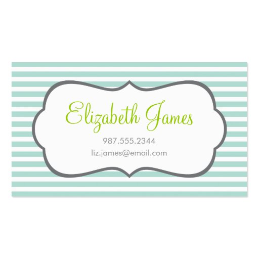 Mint Skinny Stripe Business Card Templates (front side)