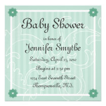 Mint Swirl Flower Baby Shower Invitation invitations