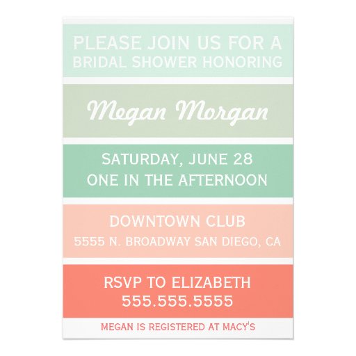 Mint to Coral Bridal Shower Invitation