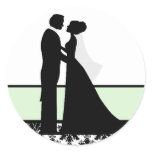 Mint Wedding Couple Seals Round Sticker