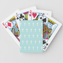 Mint White Crosses Poker Cards