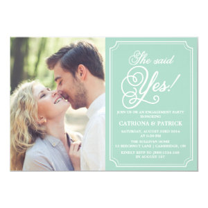 Mint & White Whimsical Engagement Party Invitation 5