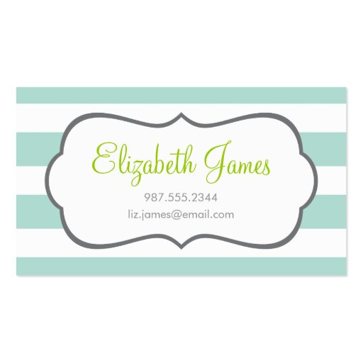Mint Wide Stripe Business Card Templates (front side)