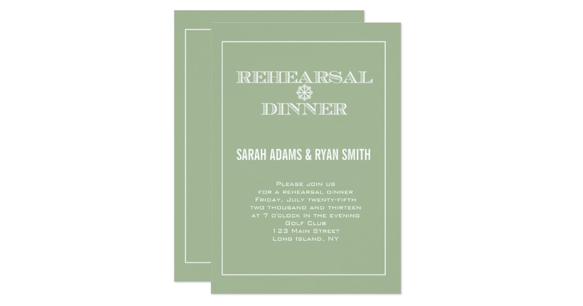 Mint Winter Wedding Rehearsal Dinner Invitations Zazzle