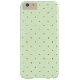 Mint with Gold Glitter Small Polka Dots Pattern Barely There iPhone 6 Plus Case