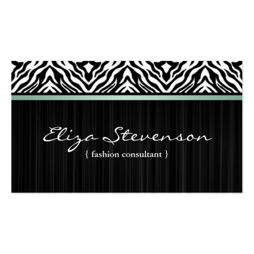 Mint Zebra Fashion Consultant Business Card