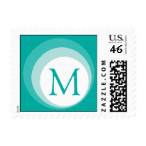 mintgreen retro monogram postage postage