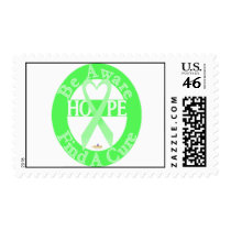 MintGreenHeartRibbonBeAwareFindCureDark postage
