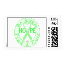 MintGreenHeartRibbonBeAwareFindCureLight postage