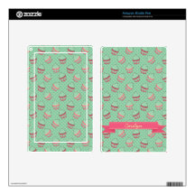 Minty Cupcake Pattern with Ribbon Kindle Fire Decal
