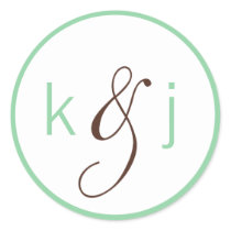 Minty Monogram Stickers