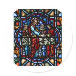 Miracle of Jesus in Cana Stained Glass Art Round Stickers