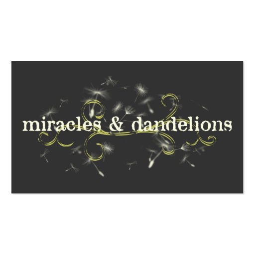 miracles and dandelions business card (front side)