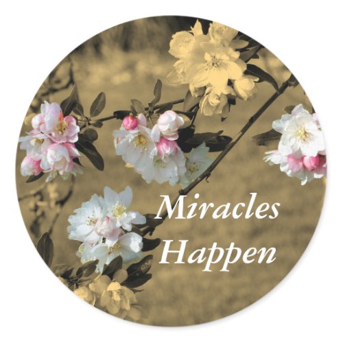 Miracles Happen Blossoms Motivational Sticker sticker