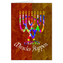 Miracles Happen Menorah Cards cards