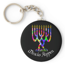 Miracles Happen Menorah Keychain