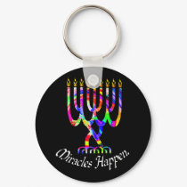 Miracles Happen Menorah Keychain