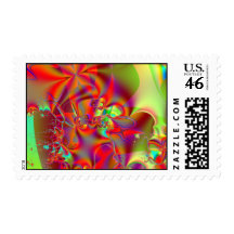 Mirador I · Fractal Art · Red & Green Postage Stamps