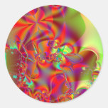 Mirador I · Fractal Art · Red & Green Round Stickers