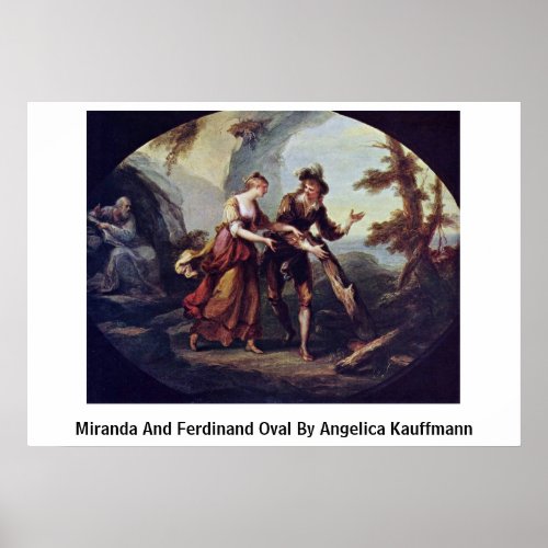 Miranda And Ferdinand Oval By Angelica Kauffmann Print