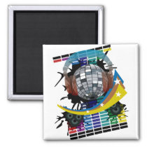 mirror-ball, club, disco, hip-hop, music, art, illustration, graphic, design, techno, house-music, rock, dance, 1980, 1970, 80s, 70s, soul, colorful, clubs, Magnet with custom graphic design