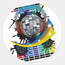 mirror-ball, club, disco, hip-hop, music, art, illustration, graphic, design, techno, house-music, rock, dance, 1980, 1970, 80s, 70s, soul, colorful, clubs, Klistermærke med brugerdefineret grafisk design