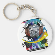mirror-ball, club, disco, hip-hop, music, art, illustration, graphic, design, techno, house-music, rock, dance, 1980, 1970, 80s, 70s, soul, colorful, clubs, Keychain with custom graphic design