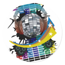 mirror-ball, club, disco, hip-hop, music, art, illustration, graphic, design, techno, house-music, rock, dance, 1980, 1970, 80s, 70s, soul, colorful, clubs, Sticker with custom graphic design