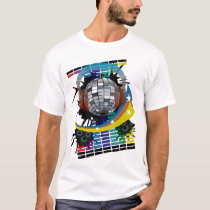 mirror-ball, club, disco, hip-hop, music, art, illustration, graphic, design, techno, house-music, rock, dance, 1980, 1970, 80s, 70s, soul, colorful, clubs, Shirt with custom graphic design