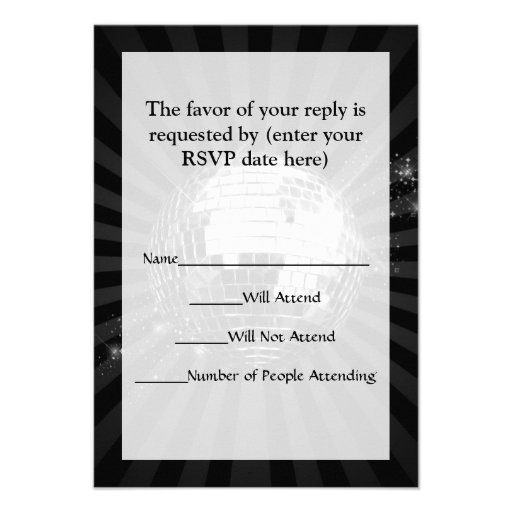 Mirror Disco Ball on Black Custom Invitation