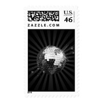 Mirror Disco Ball on Black Postage Stamp